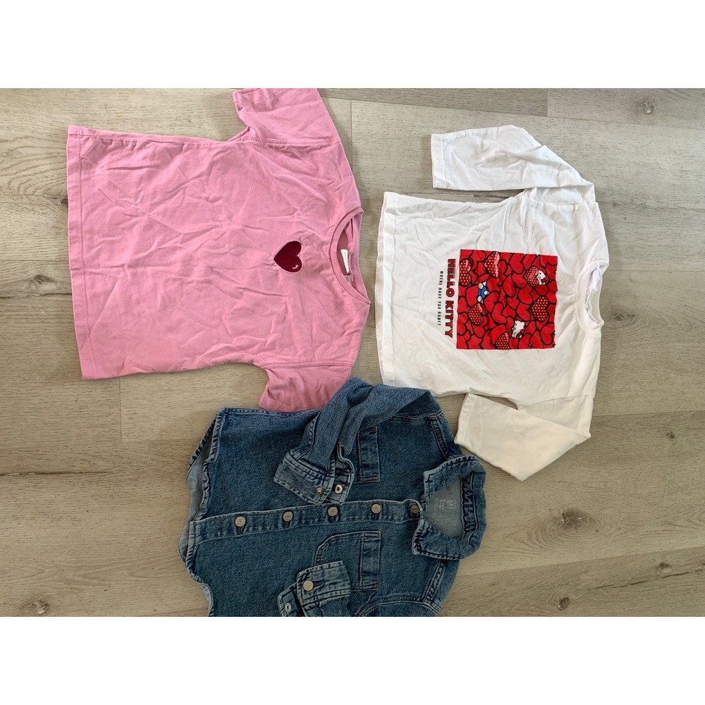 Zara Hello Kitty Heart Tee & Baby Gap Denim Shirt Bundle Toddler Girls 3T set 3